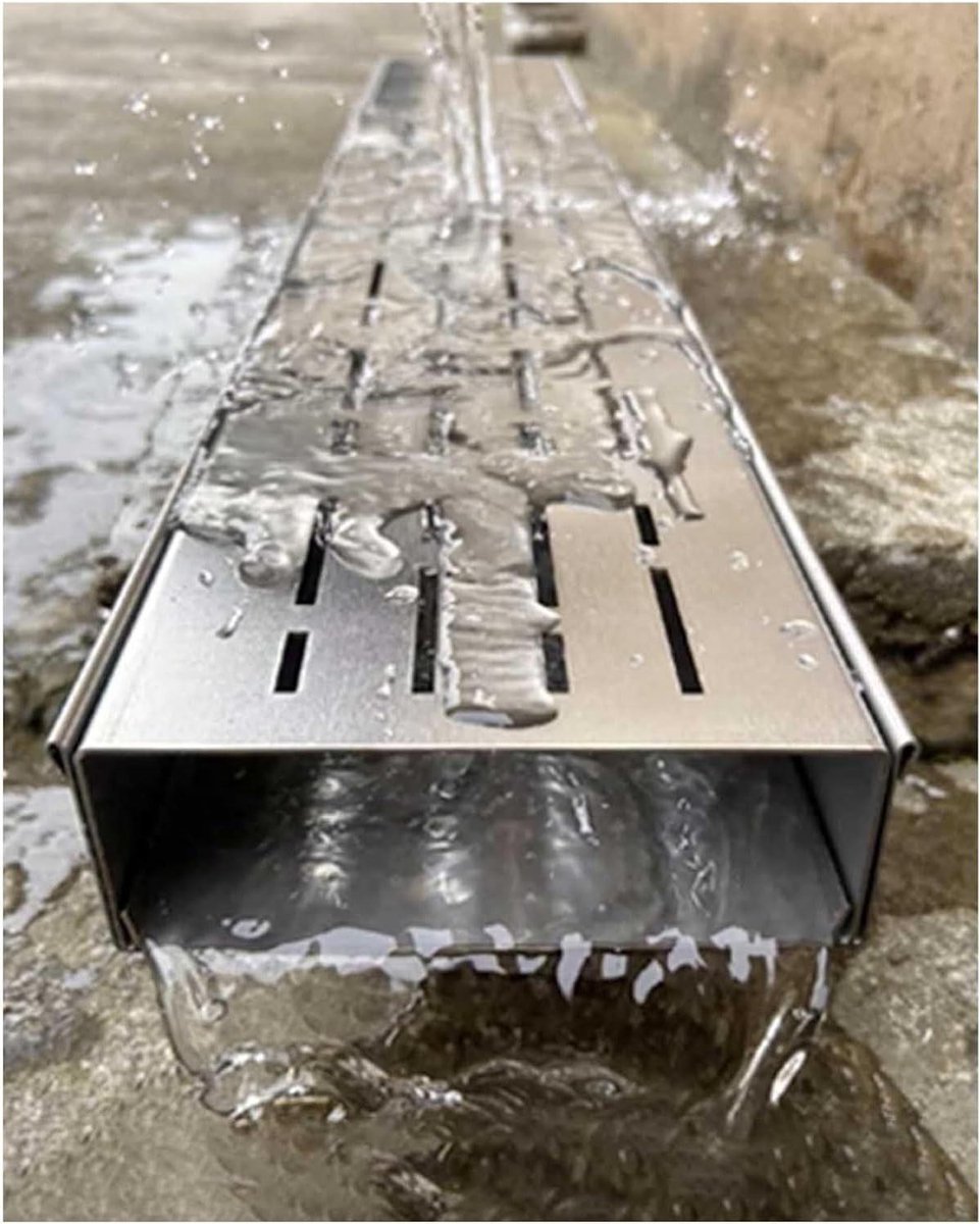 Afvoerrooster Systeem - Waterafvoer Goot - Buiten Ruimte Drainage - Roestvrij Staal 304 - 100 cm Lengte - Zilver