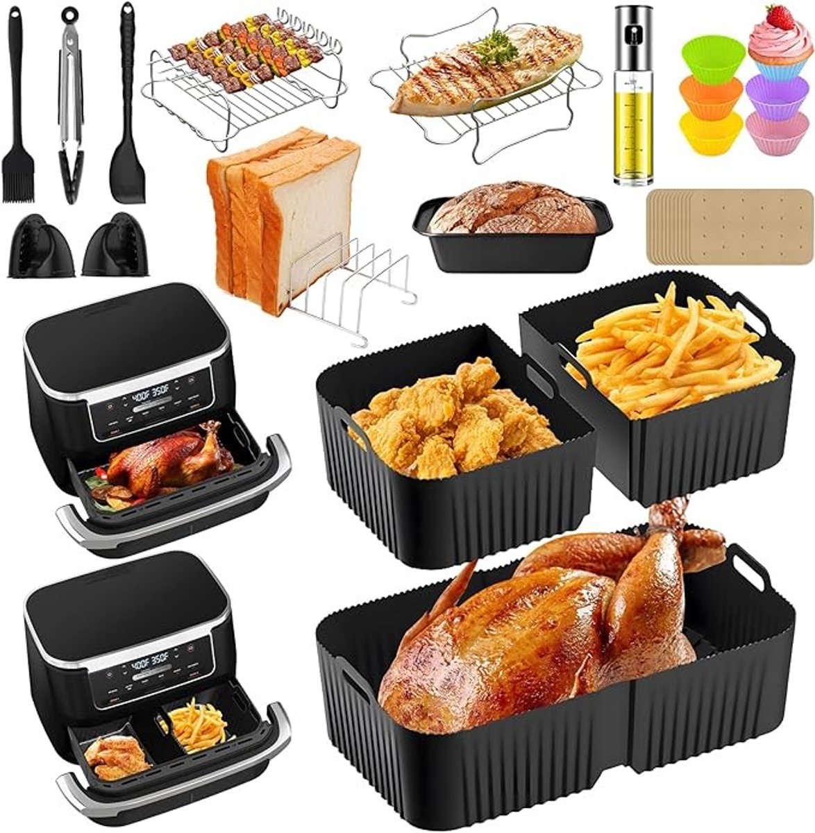 24-delige siliconen accessoireset voor heteluchtfriteuse