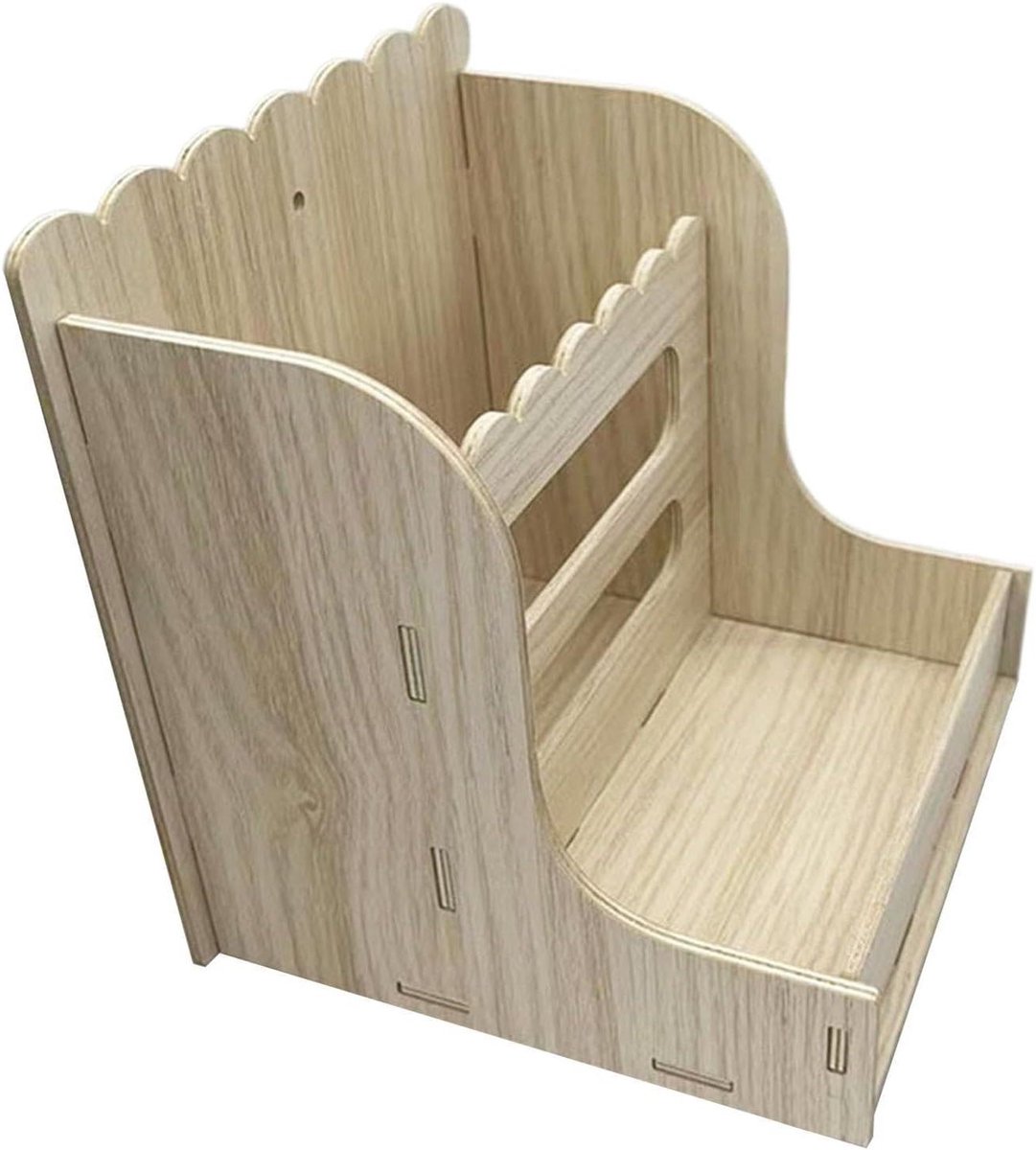 Hooi Voederbak - Voerdispenser Knaagdier - Netjes Voeren - Kauwbestendig Hout - 20.5 x 18.5 cm - Natuurlijk
