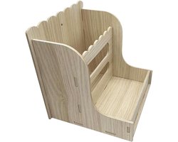 Hooi Voederbak - Voerdispenser Knaagdier - Netjes Voeren - Kauwbestendig Hout - 20.5 x 18.5 cm - Natuurlijk