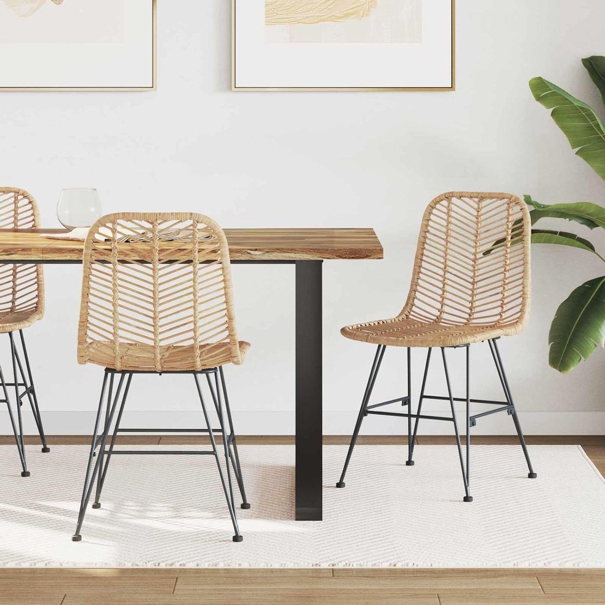 Eetkamerstoelen Set - Rotan stoelen - Comfortabel zitten - Met voetensteun - 44 x 47 x 85