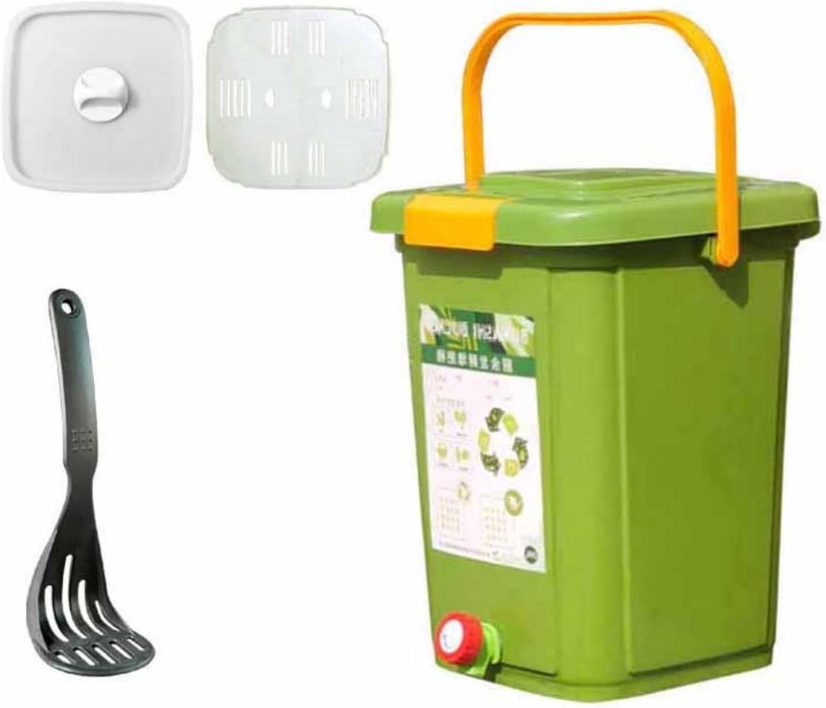Compostbak Keuken - Afvalbak Binnen - Afval Verwerken - Luchtdichte Afsluiting - 20 Liter Capaciteit - Zwart