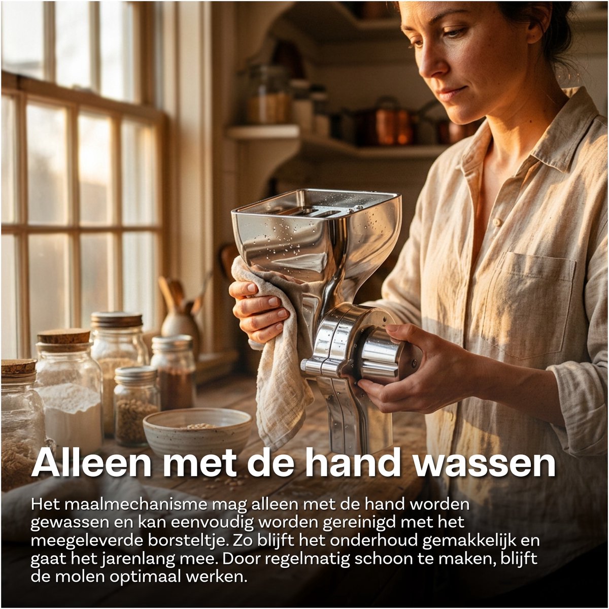 Graanmolen Opzetstuk voor KitchenAid Stand Mixer van MMOBIEL – 12 Instelbare Maalstanden – Metalen Graanmolen voor Malen van Tarwe, Maïs, Haver, Noten, Koffiebonen & Meer – Makkelijk Te Reinigen thumbnail 3