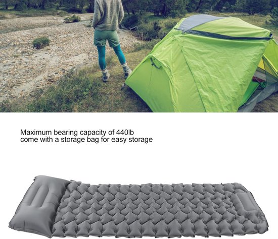Kampeer slaapmat - Zelfopblazend matras - Buiten slapen - Voetpomp inflatie - 196 x 68 cm - Blauw — afbeelding 5