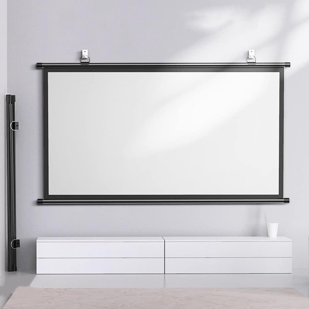 Projectiescherm - Filmscherm - Thuisbioscoop - Handmatig oprolbaar - 60 inch - Wit