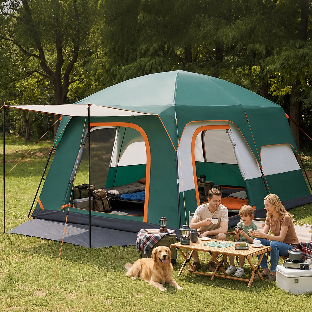 Novari - Tent - Kampeertent - Camping tent - UV bescherming - Stahoogte 180cm - Water en windbestendig - Stevige constructie – foto 7