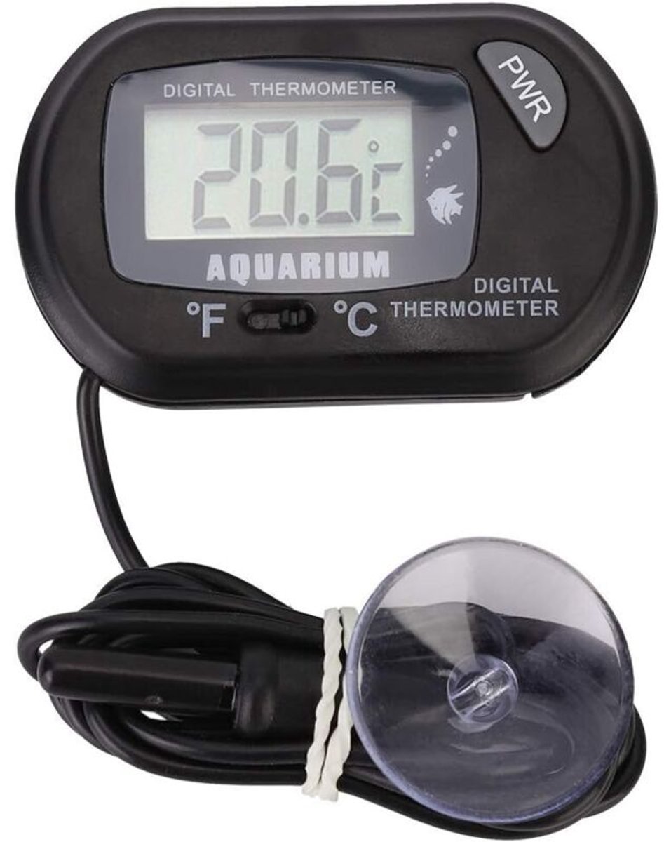 Zwarte koelkastthermometer met lcd-display, digitale waterdichte vriezerthermometer met magnetische haak (-20 tot 50 ℃)
