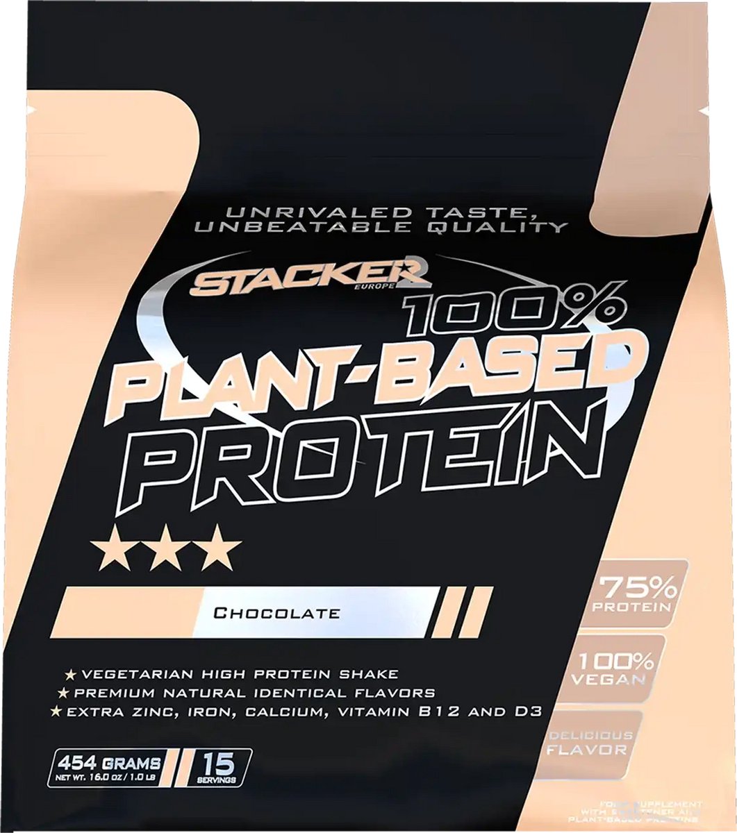 Stacker2 100% Plant-Based Protein (454g) Chocolate - Eiwitten - Veganistisch eiwit