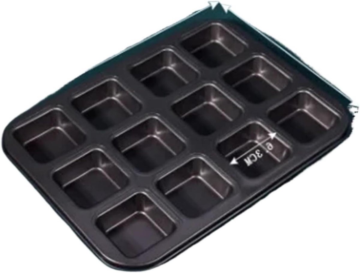 Bakplaat 12 kopjes - Muffinvorm Broodvorm - Zelf Bakken - Antiaanbaklaag - Standaard Maat - Zwart