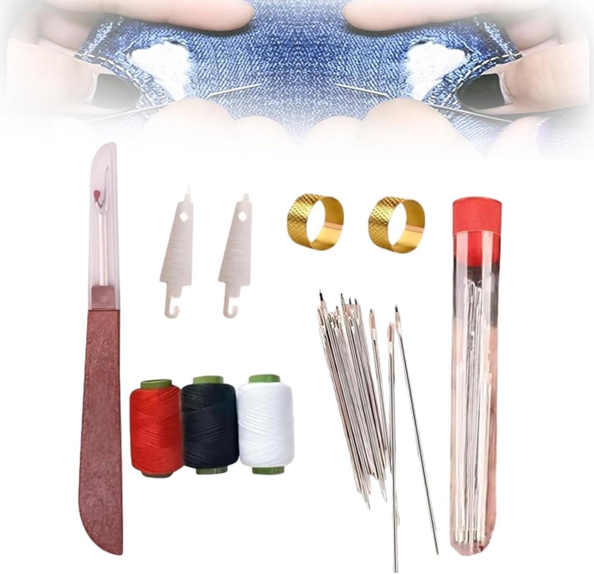 Naaiset - Naaigerei - Kleding Repareren - 37 Delige Set - Compact Formaat - Grijs