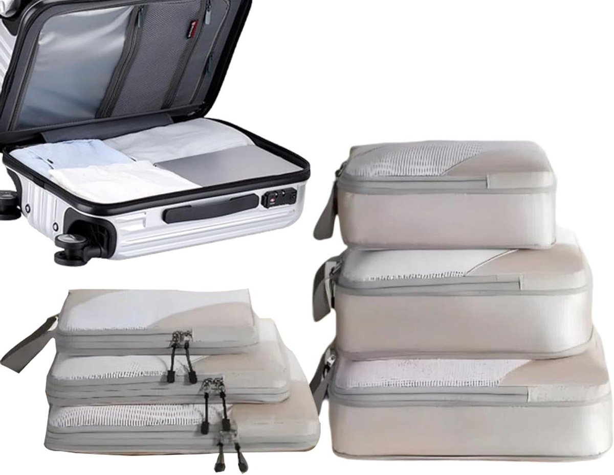 Reis Compressiezakken - Opbergorganizer Kleding - Efficiënt Bagage - Versterkte Handgreep - 6 Stuks - Enkele Attribuut