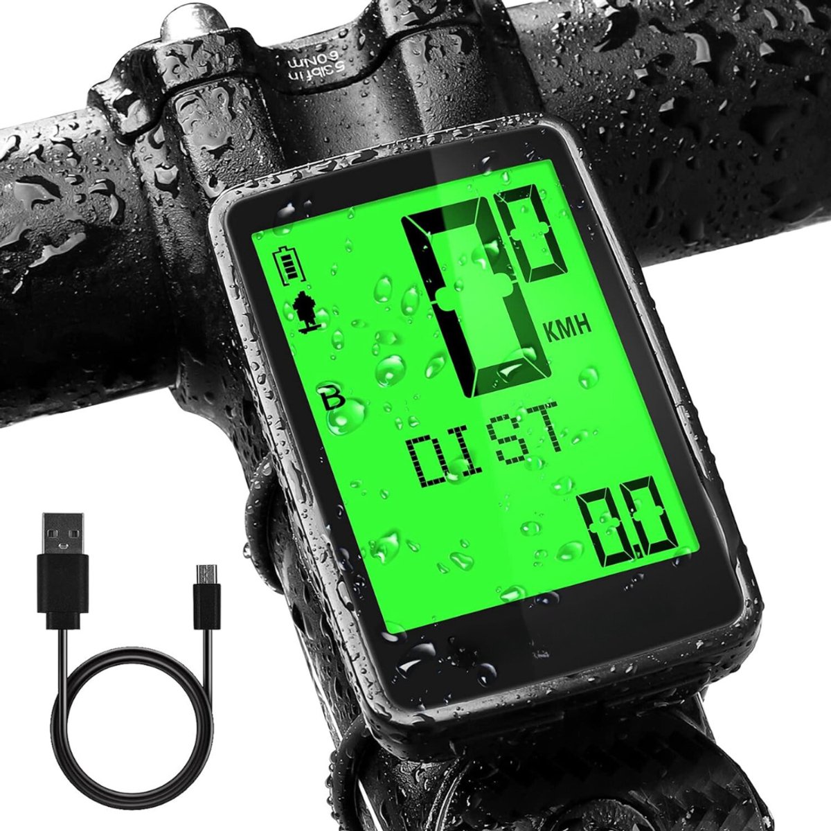 Florixa® Kilometerteller Fiets - Fietscomputer Draadloos Waterdicht - Snelheidsmeter Fiets - Zwart - 18cm x 11cm x 5cm