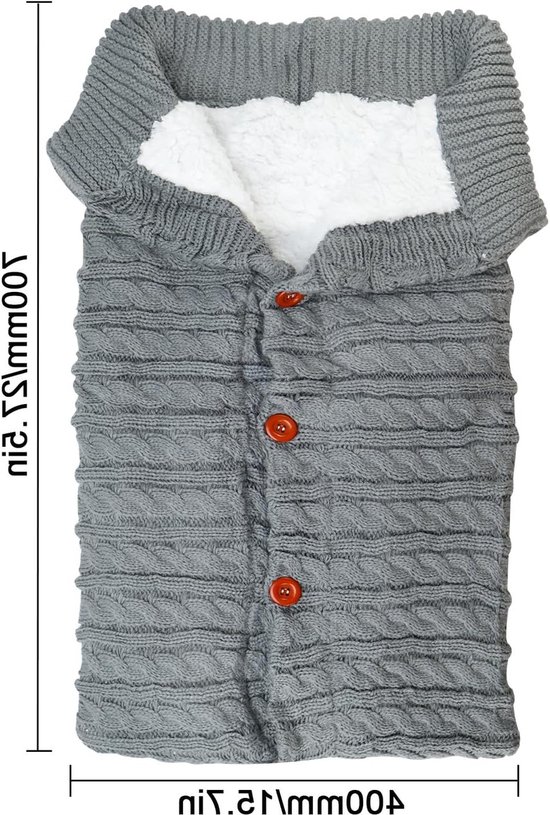Winterse Voetenzak voor Baby's in Kinderwagens, Universele Gevoerde Slaapzak, Gebreide Fleece Voetenzak, Warm Dekentje voor Baby's van 0-12 Maanden — afbeelding 2
