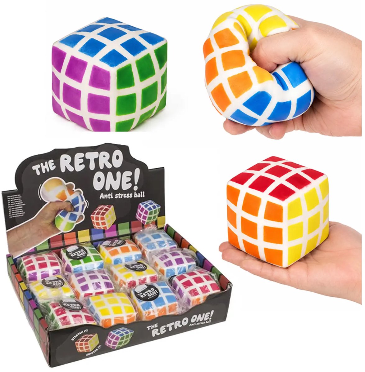 Squishy Puzzelkubus 6 x 6 x 6 cm - 1 exemplaar - Squeeze Stressbal - Voor de hand - Satisfying
