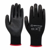 Alpha Omega® - PU-Flex Werkhandschoenen - Zwart - Maat 10/XL - Set à 12 paar