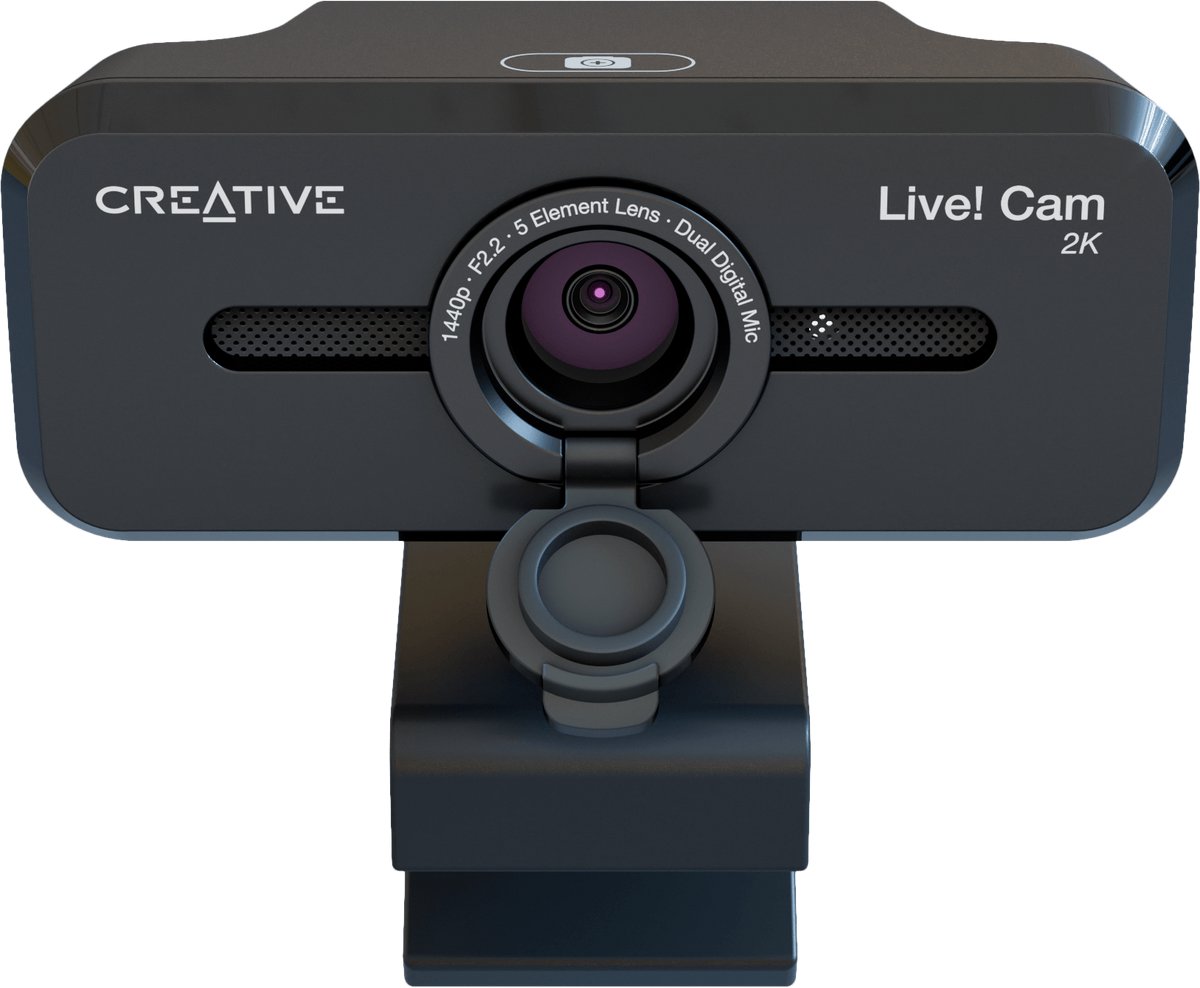 CREATIVE Live! Cam Sync V3 2K QHD USB-webcam met 4-voudige digitale zoom en microfoons, 1080p HD, tot 95° gezichtsveld, lensafdekking, voor PC Mac