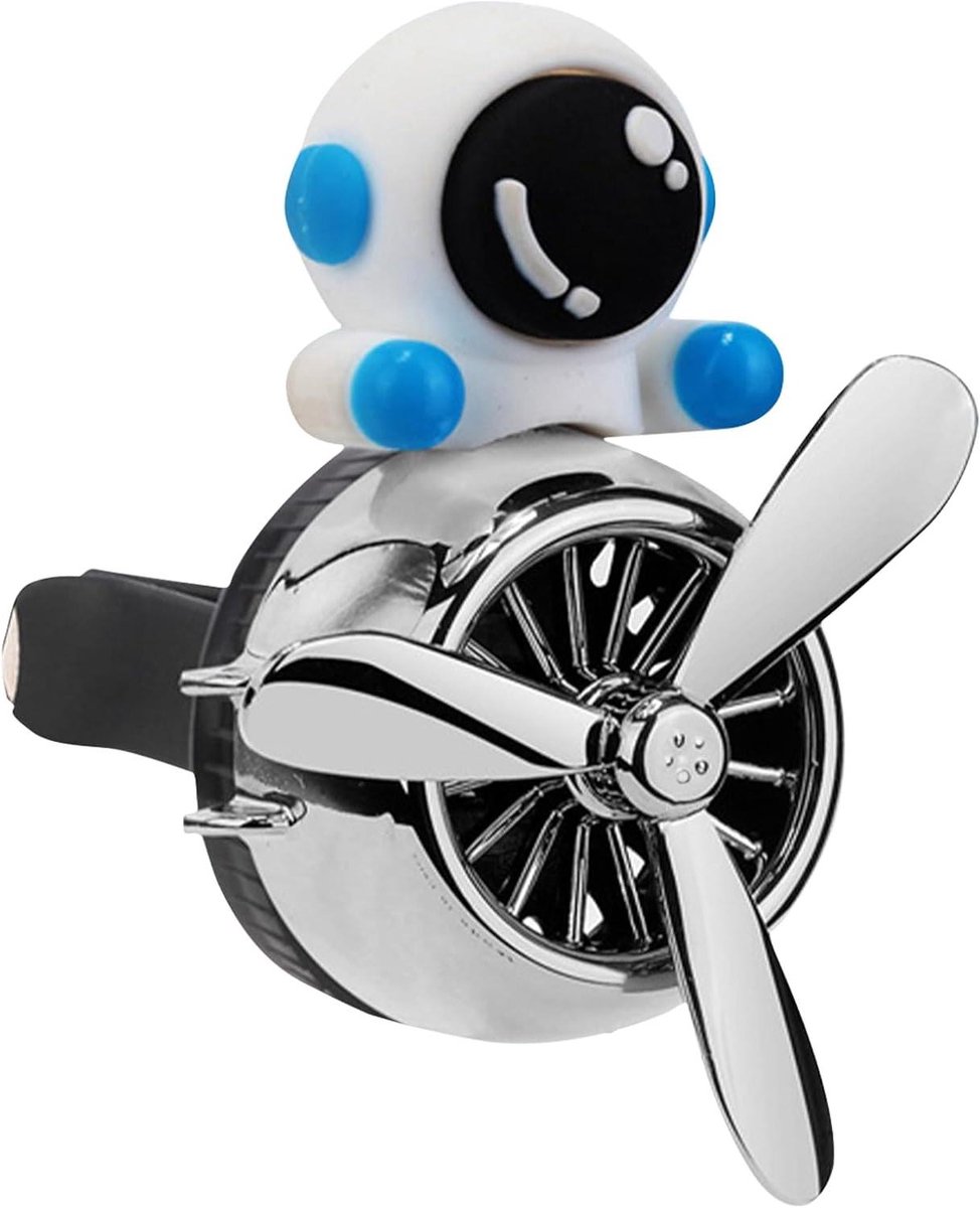 Auto Luchtverfrisser - Astronaut Propeller - Frisse Auto - Roterende Bladen - Dubbelpak - Zilver