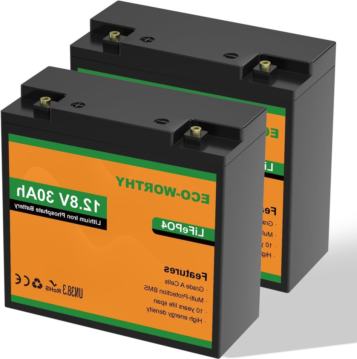 Lithium Batterij - Krachtige Accu - Energie Opslag - Lange Levensduur - 12V 30Ah - Zwart