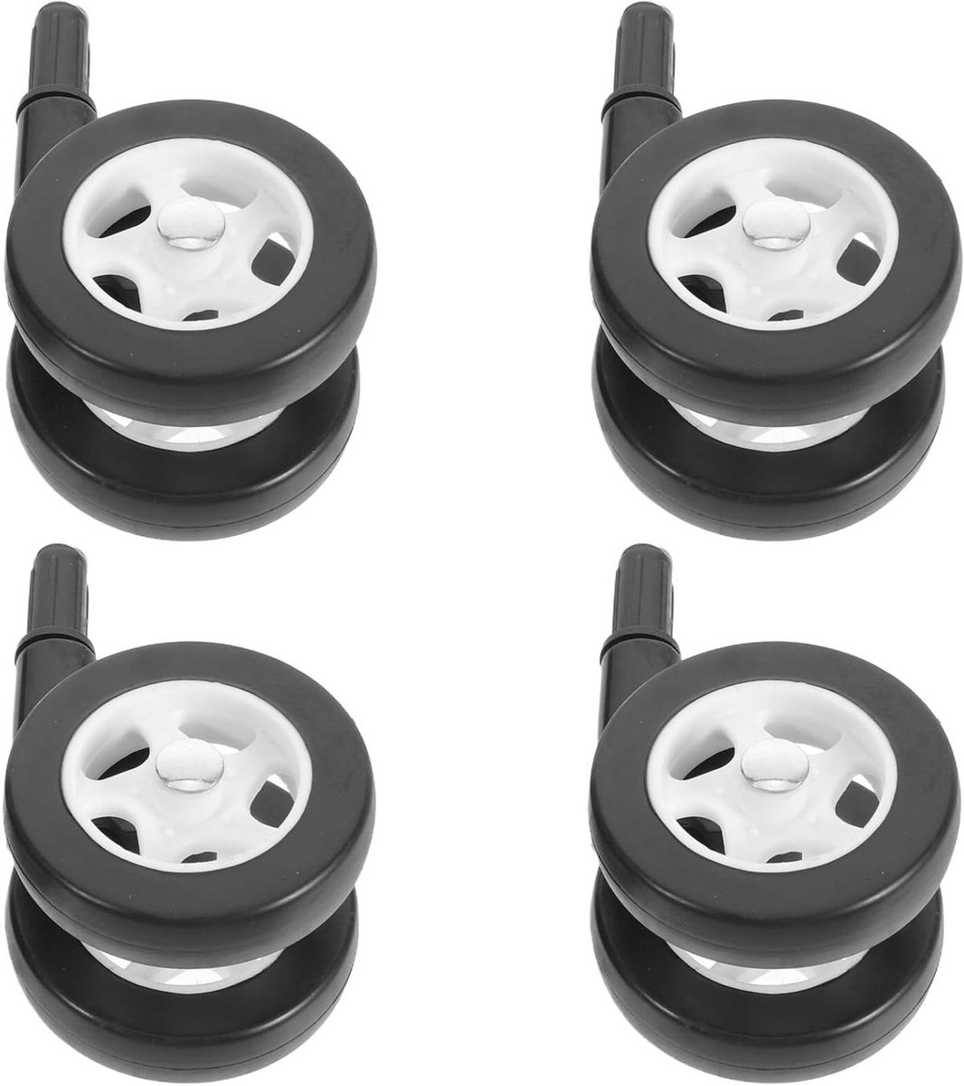 Universele Walker Wielen - Vervangwielen Zwenkrollen - Kinderwagen Reparatie - Stille Duurzame Werking - 4 Stuks - Zwart