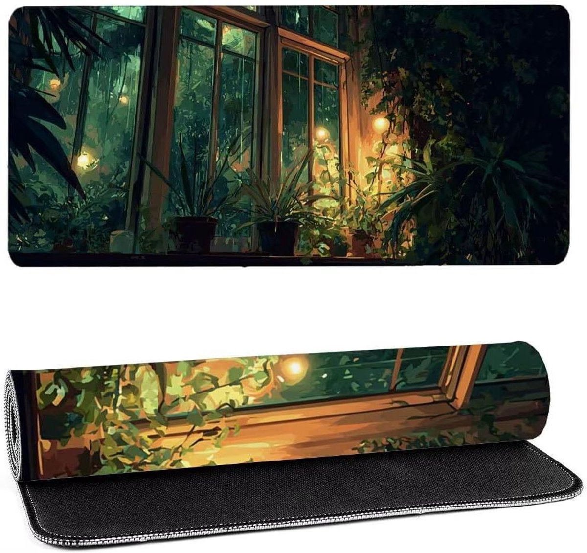 XXL Muismat - Bureauonderlegger Plant - Bureau Organisatie - Antislip Rubberen Basis - 140 x 60 cm - Groen
