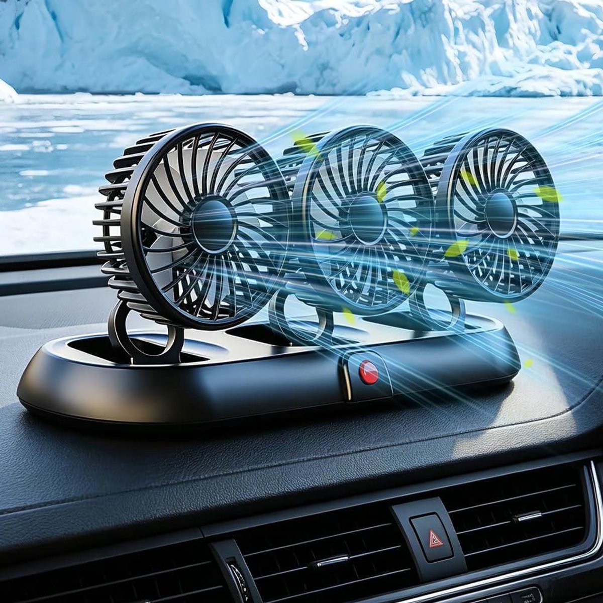 Autoventilator - Auto koeler - Auto interieur koelen - 360 graden draaibaar - 30 x 11 cm - Zwart