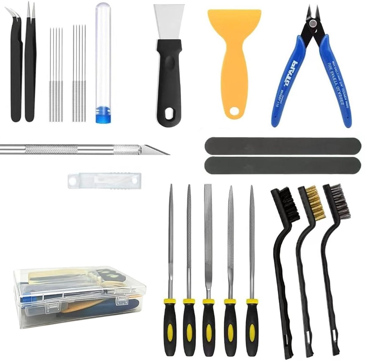 3D-printer gereedschap - Print accessoires - Print nabewerking - 30-delige set - 0.4mm naalden - Grijs