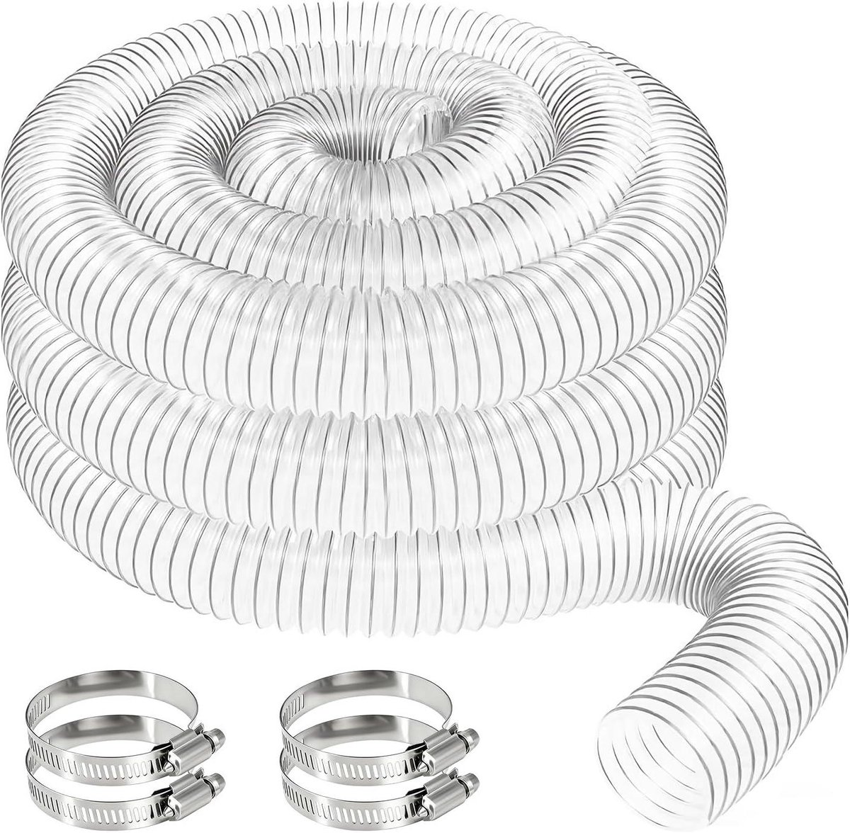 Stofzuigerslang PVC - Afzuigbuis Universeel - Werkplaats Reiniging - Ingebouwde Veer Stabiliteit - 3 Meter Lang - Transparant