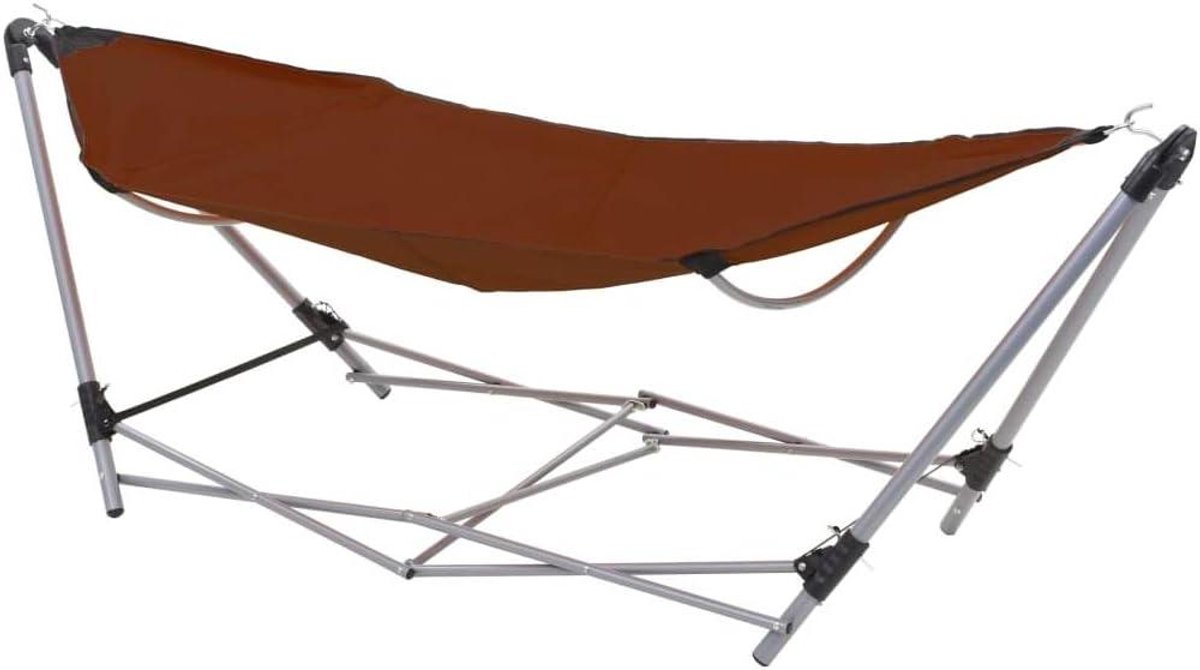 Tuinhangmat - Klaphangmat - Buiten Ontspannen - Inclusief Standaard - 241 cm - Bruin