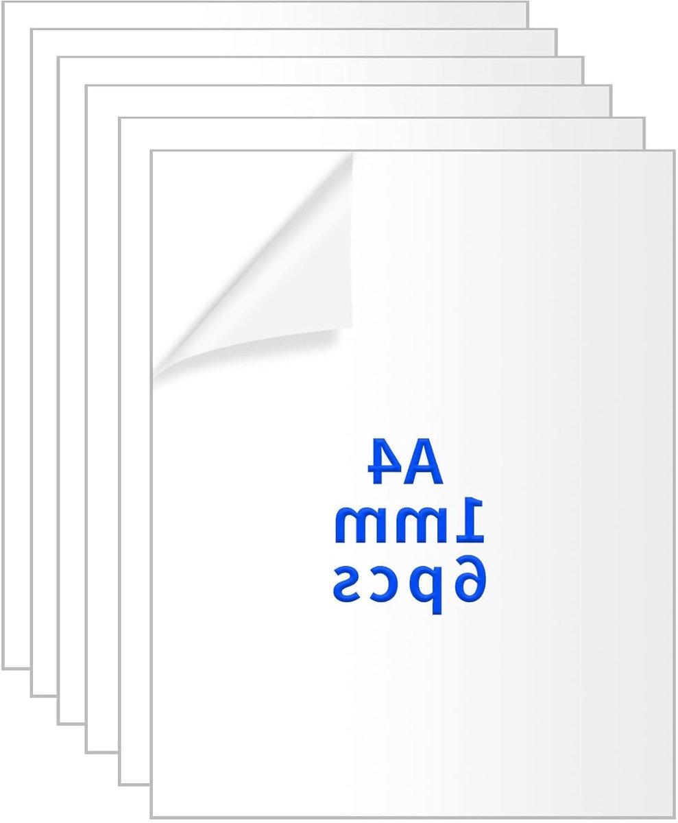 Set van 6 Transparante Acrylaatplaten A4, 1 mm Dikte, Ideaal voor Fotolijsten en Creatieve Projecten