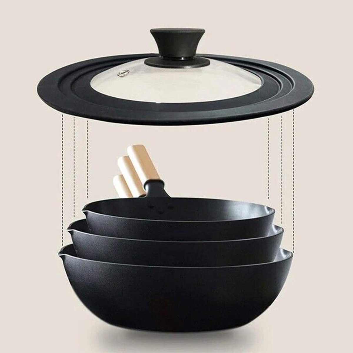 Universele Deksel - Reserve Deksel - Koken en Bakken - Hittebestendig Glas - 34 cm - Zwart