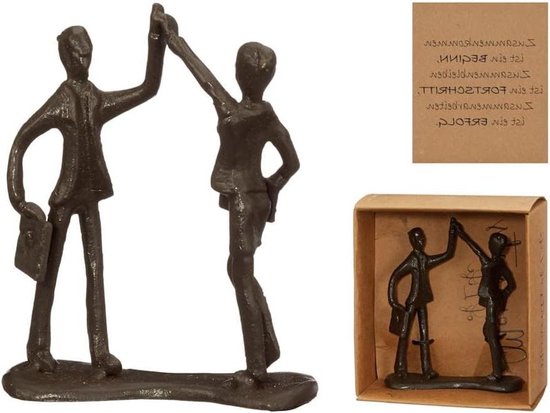 Beeld Sculptuur Samenwerking - Samenwerken - Sculptuur van Metaal - Design Sculpturen - Moments of Life - In Giftbox