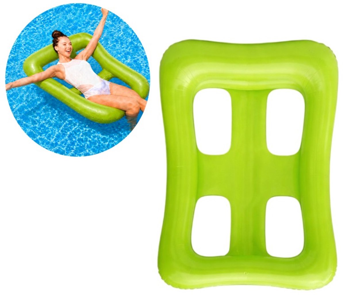 Goodz4All Luchtbed Zwembad 120x90 cm Waterhangmat Volwassenen Drijfstoel - Opblaasbaar - Groen