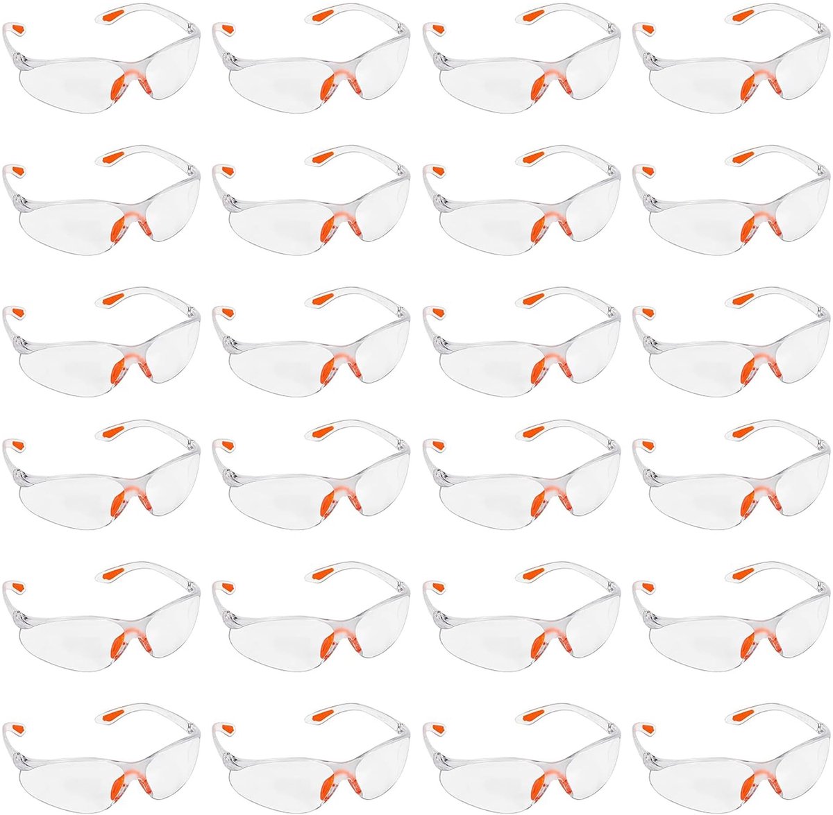 Allecto - Veiligheidsbril - Krasbestendig - Veilige pasvorm - 24 Pak - Transparante lenzen - UV-bescherming - Volwassenen