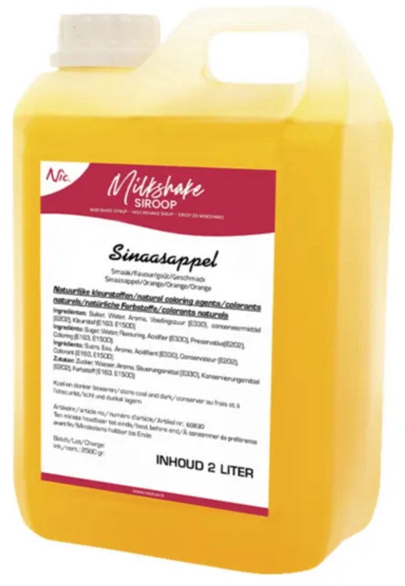NIC Milkshakesiroop Sinaasappel (2 liter)