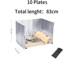 Camping Windscherm Aluminium – Inklapbare Windbescherming voor Gasbrander & Campingkooktoestel – 10 Delige Lichtgewicht Windshield voor Outdoor Koken, BBQ, Hiking & Kamperen – Opvouwbaar Windscherm met Opbergtas – Zilver