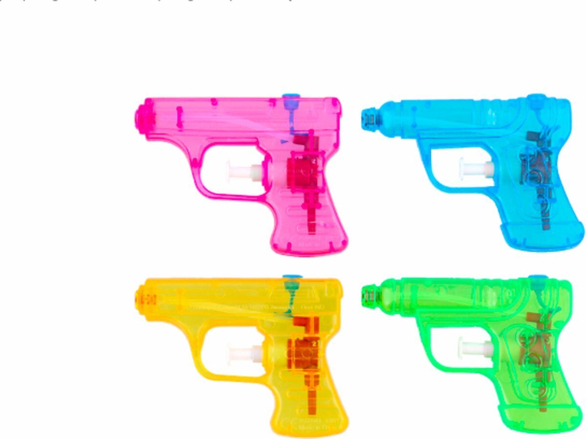 Mini waterpistool - Geel / Paars - Kunststof - 12 x 3 x 12 cm - assorti - 2 Stuks - Speelgoed - Waterspeelgoed - Waterpistol - Waterpret - Cadeau