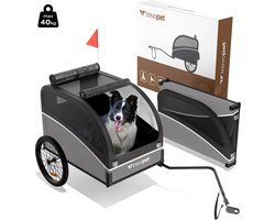 TrevoPet® Hondenfietskar - Opvouwbare Fietskar Hond - Hondenkar - Geschikt voor E-Bikes - Tot 40 kg - Voor Middelgrote & Grote Honden - Zwart
