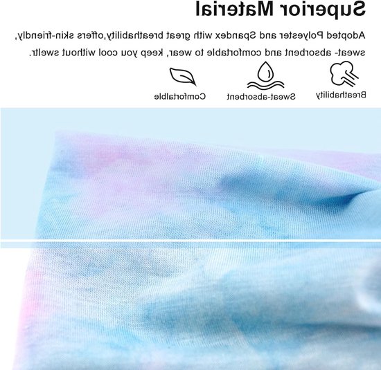 Brede Elastische Zachte Haarbanden voor Dames - 3 Stuks Zomer Boho Haaraccessoires met Tie Dye Print, Ideaal voor Yoga en Casual Gebruik van Under Armour — afbeelding 4
