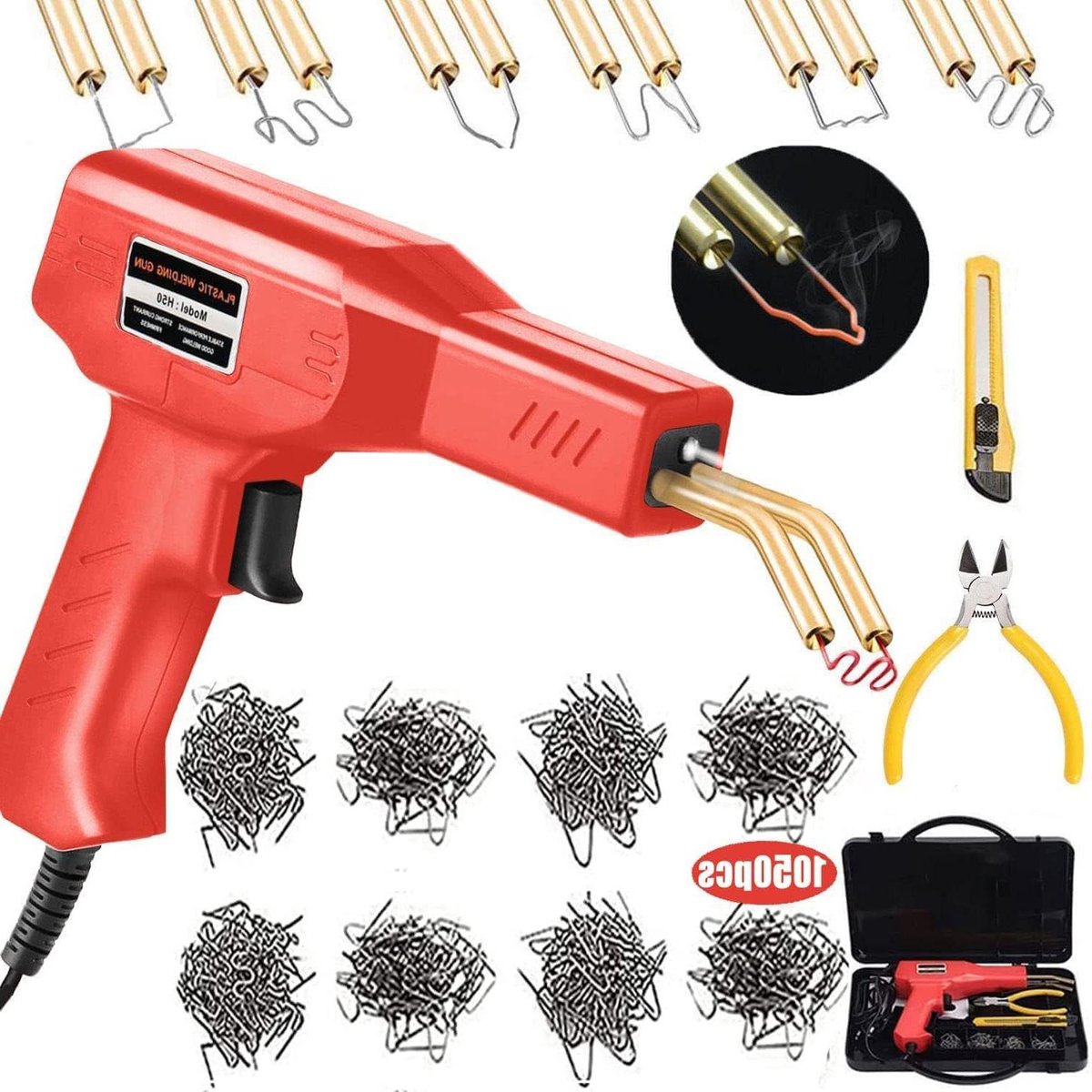 Plastic lasapparaat - Reparatieset - Kunststof reparatie - Ergonomisch ontwerp - 1050 nietjes - Zwart