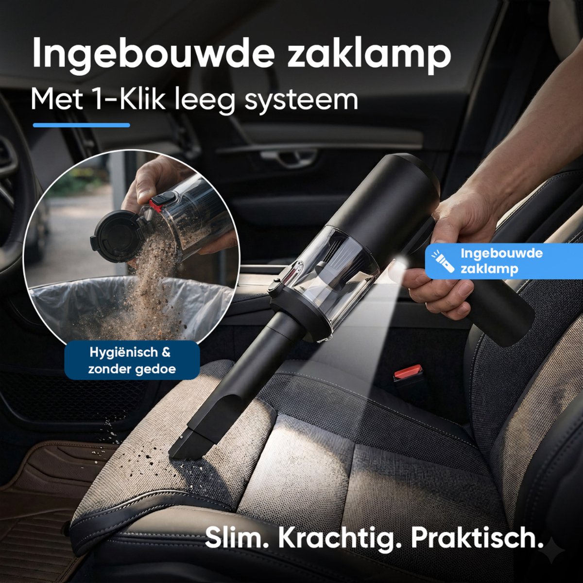 CarMe 2-in-1 Auto Stofzuiger Pro - Zuigen & Blazen - Kruimeldief - 8 Opzetstukken - Oplaadbaar - Handstofzuiger - Air Duster - Zwart — afbeelding 5