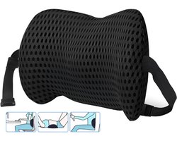 HEZIVO® Lendekussen Auto - Ergonomisch Rugkussen - Steun Onderrug - Traagschuim - Zwart