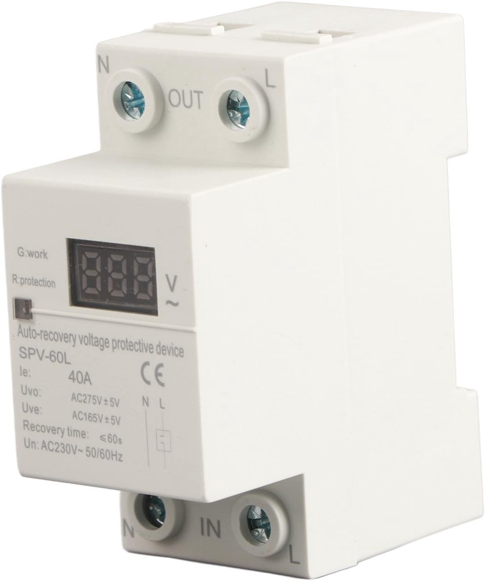 aladdien - Ondervoltagebeveiliging - Automatische Herverbinding - Voltageweergave 230V 40A - Betrouwbare bescherming - Energiebeheer - Geschikt voor...