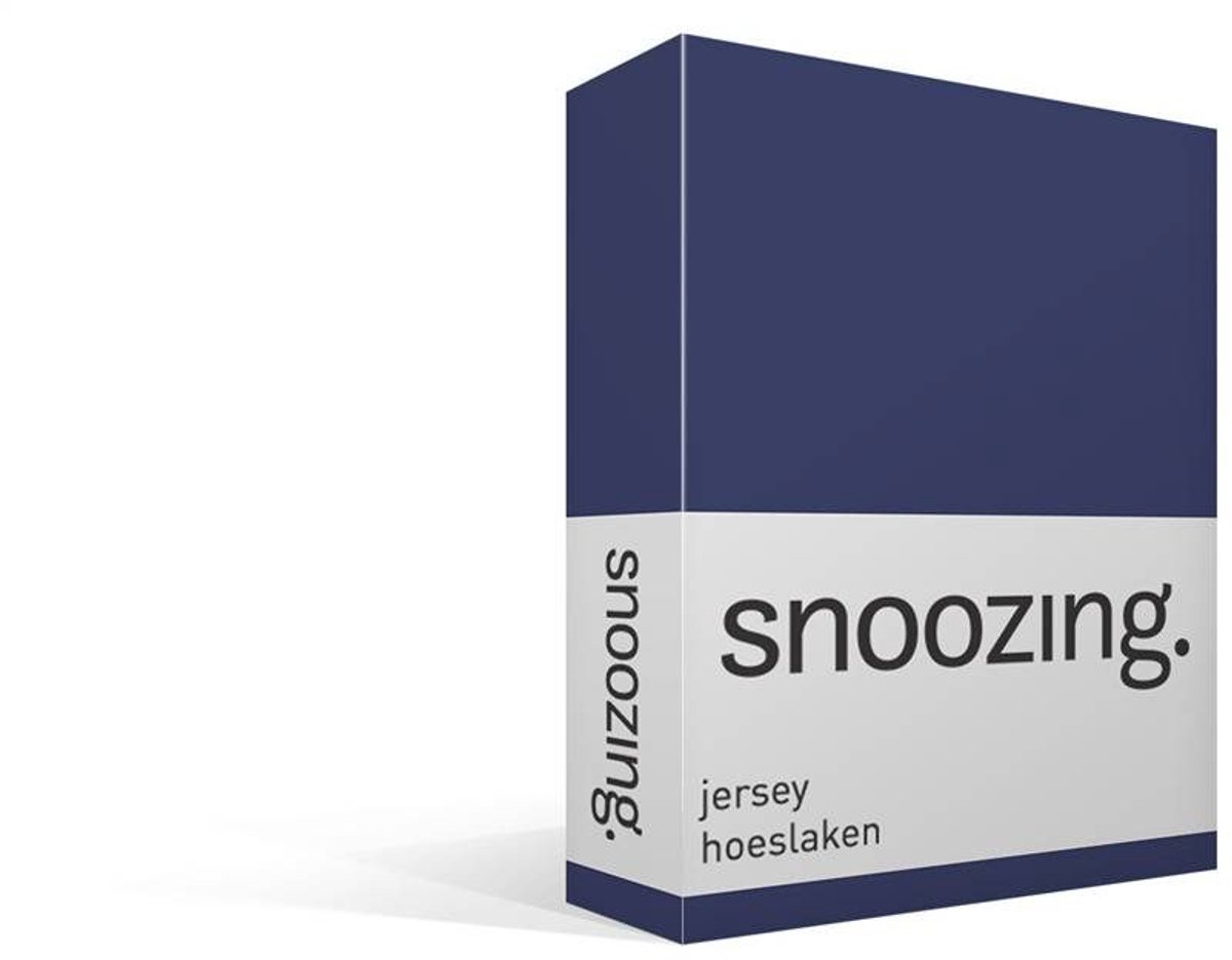 Snoozing Jersey - Hoeslaken - 100% gebreide katoen - 160x200 cm - Navy
