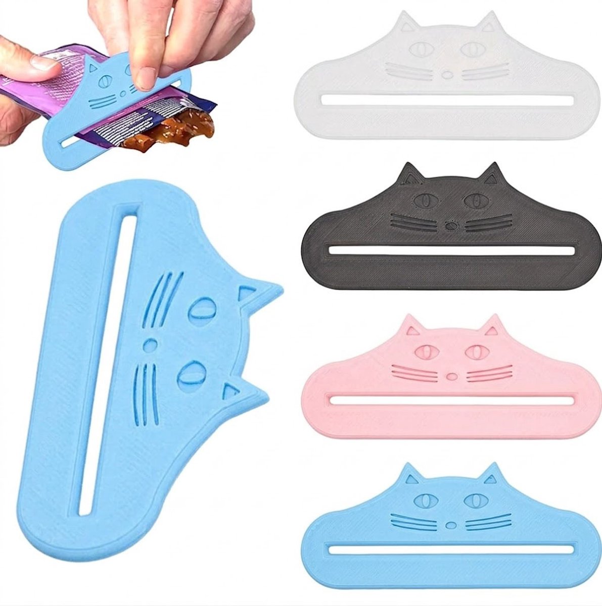 Katten Snack Squeezer - Knijper - Snack Dispenser Kat - Voor Vloeibare Snacks & Kattenlikjes - Geen Verspilling - Kattenkop Design - Handige Kattenlikjes Squeezer - Herbruikbaar