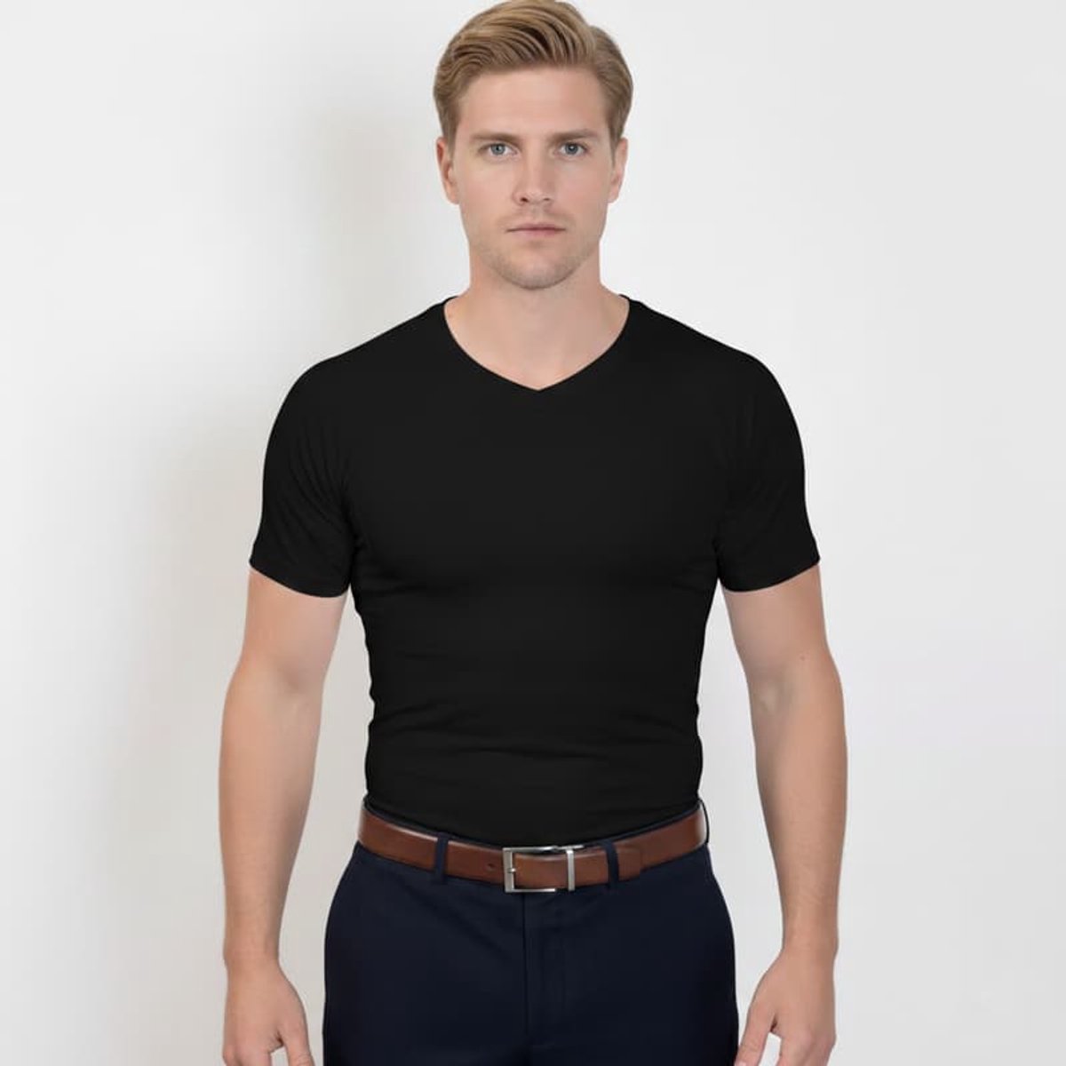 Anti Zweet Shirt Heren - Everstock - Zweetwerend Ondershirt - Zwart - V-Hals - Maat XL