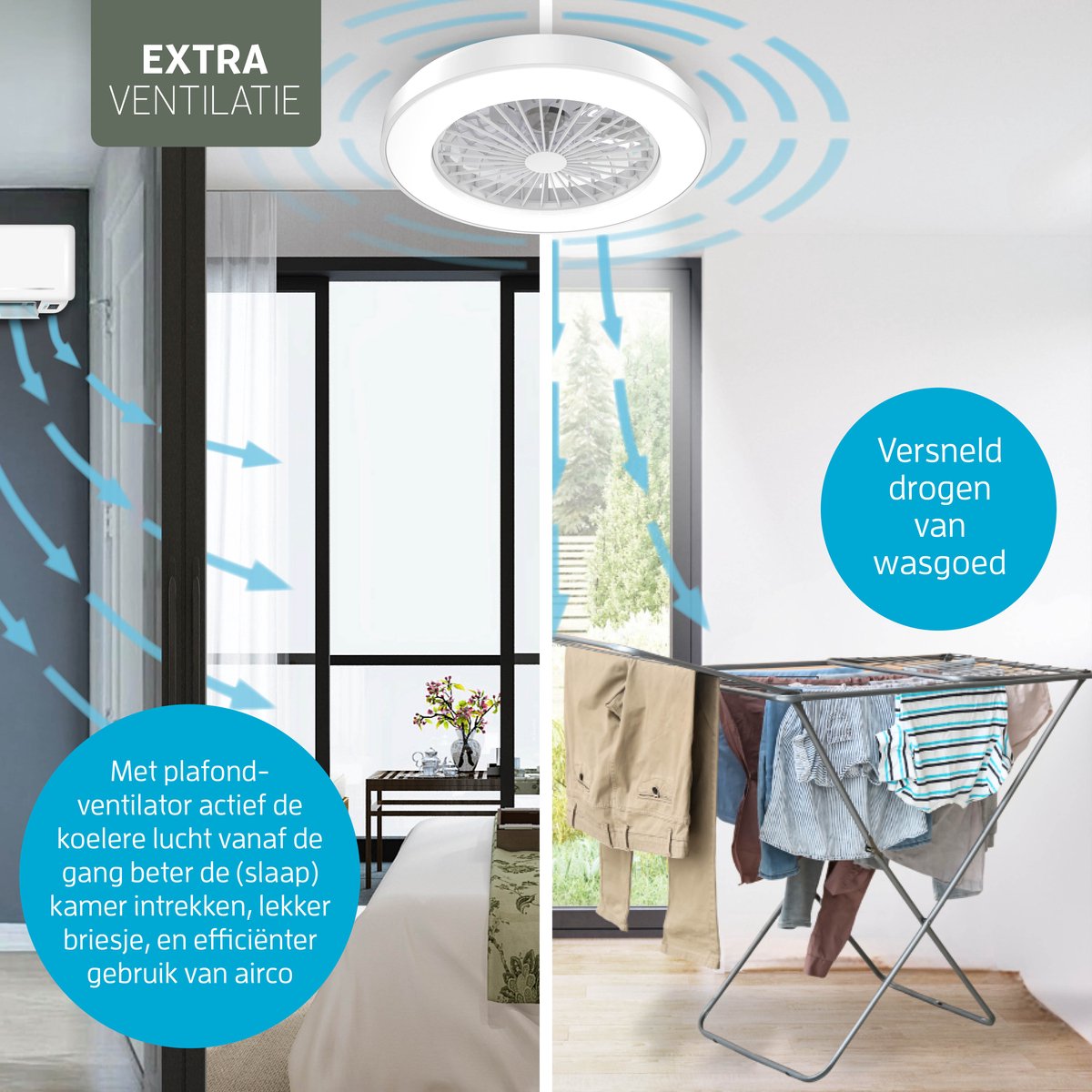 Varin Plafondventilator met verlichting - Tuya Wifi - Wit thumbnail 5