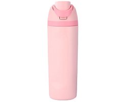 Geïsoleerde roestvrijstalen waterfles met rietje, 700 ml, herbruikbare sport- en reisfles voor school, kinderen en buitenactiviteiten - lekvrij en BPA-vrij (roze)
