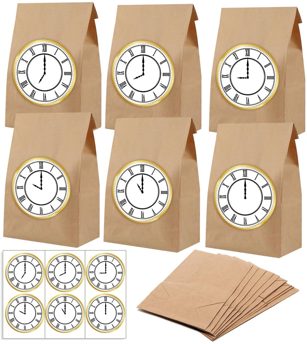 SPHProducts - Aftelzakken - Oudejaarsavond Countdown - Feestdecoraties - Kraft-papier - Stickerspellen - Voor NYE-feest - 2026