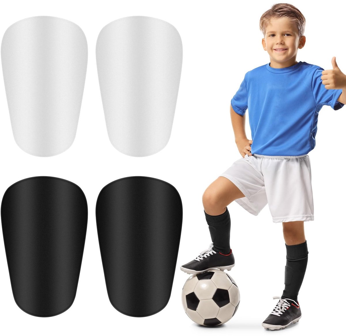 aladdien - Voetbal scheenbeschermers - Beschermende pads - Hoge elastische mouwen - Voor kinderen en jeugd - Scheenbeschermers voor voetbal - Ideaal...