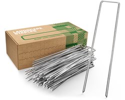 GardenGloss® Anti-Roest Stalen Grondankers (250 Stuks) - Stevige Grondankers Voor Onkruidmat, Tuinmat, Schutting & Camping - 150 mm Lang, 25 mm Breed, Ø 3 mm